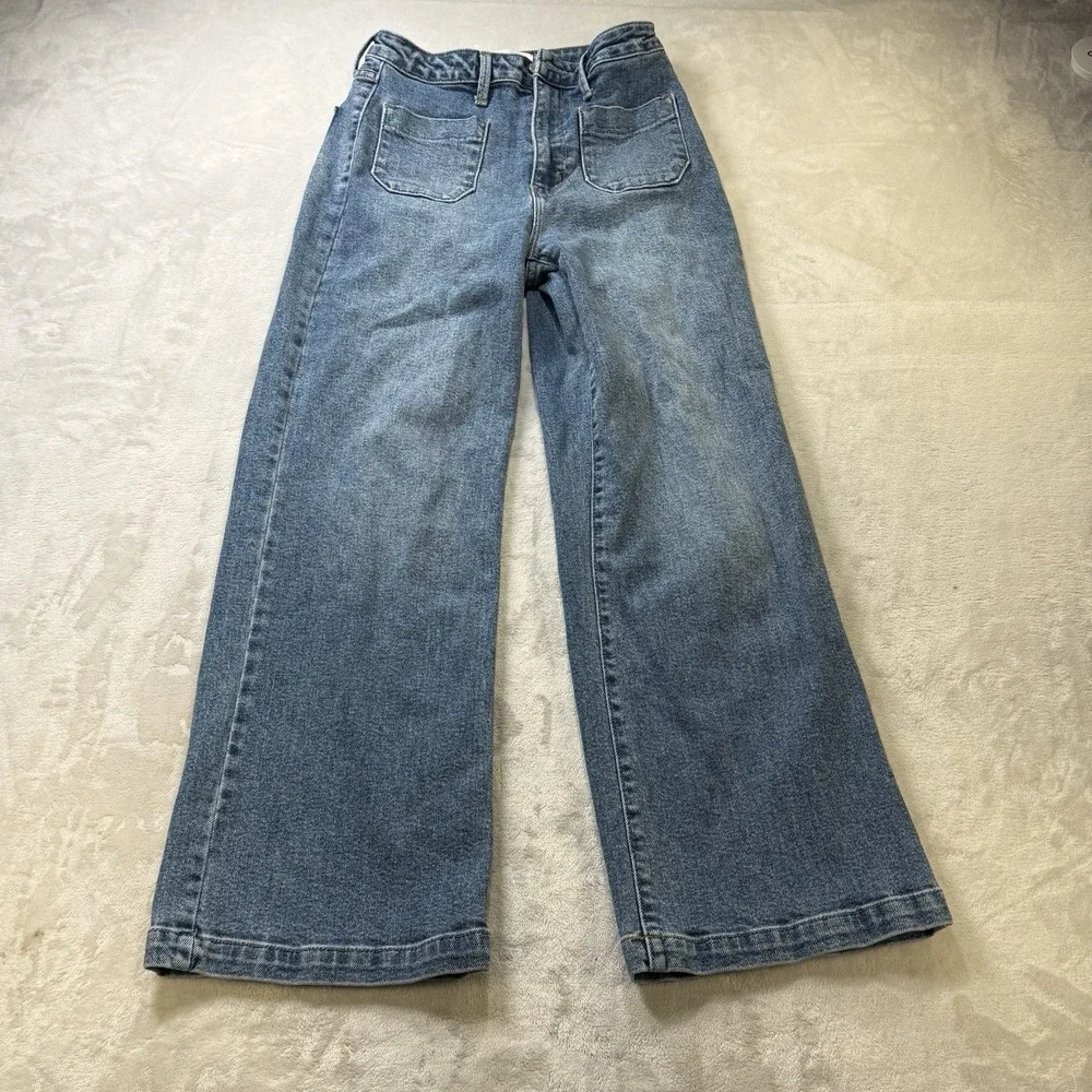 Just Black Denim Wide Leg Jeans Medium Wash Made in USA Size 25